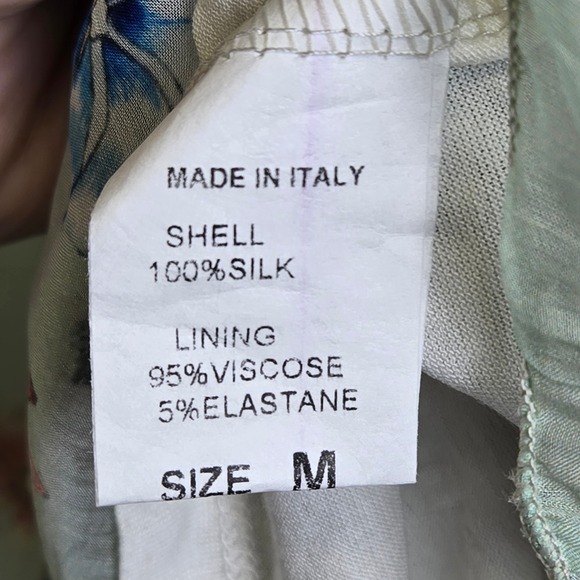 Angela Moda Floral Silk Sheer Lined Blouse, Cottagecore, Mint Green, Size Medium - Picture 6 of 11